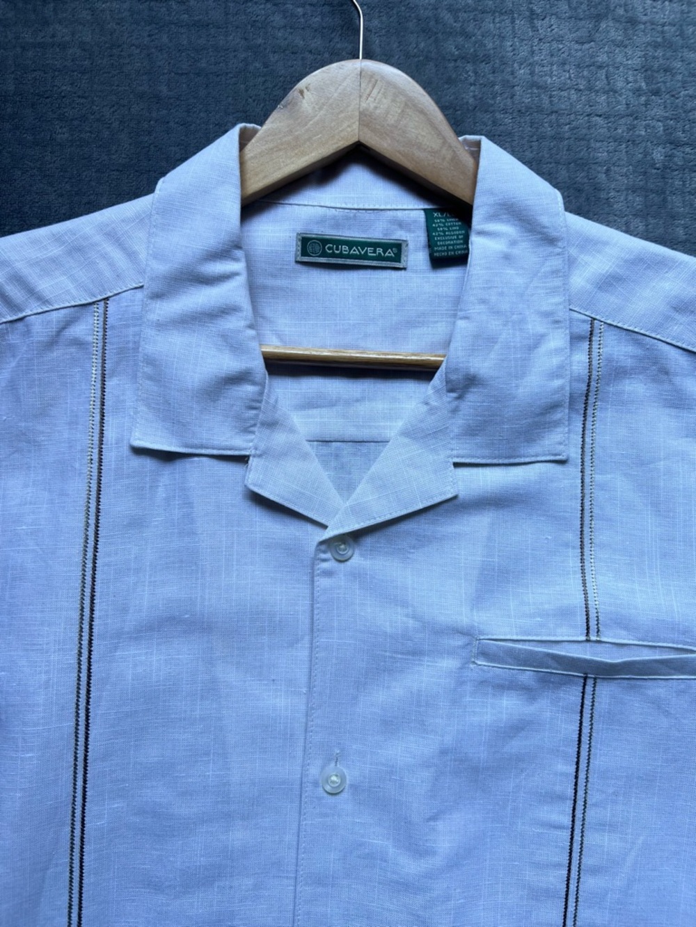 Cubavera Linen Cotton Embroidered Shirt Sz XL Short Sleeve Cream Guayabera Beach